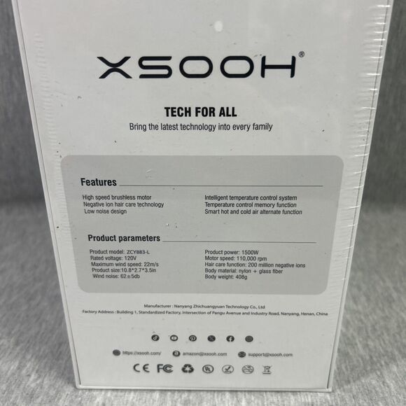 XSOOH Hair Dryer, 110,000 RPM High Speed Motor Negative Ion Tech NEW Blow Dryer - Picture 11 of 14